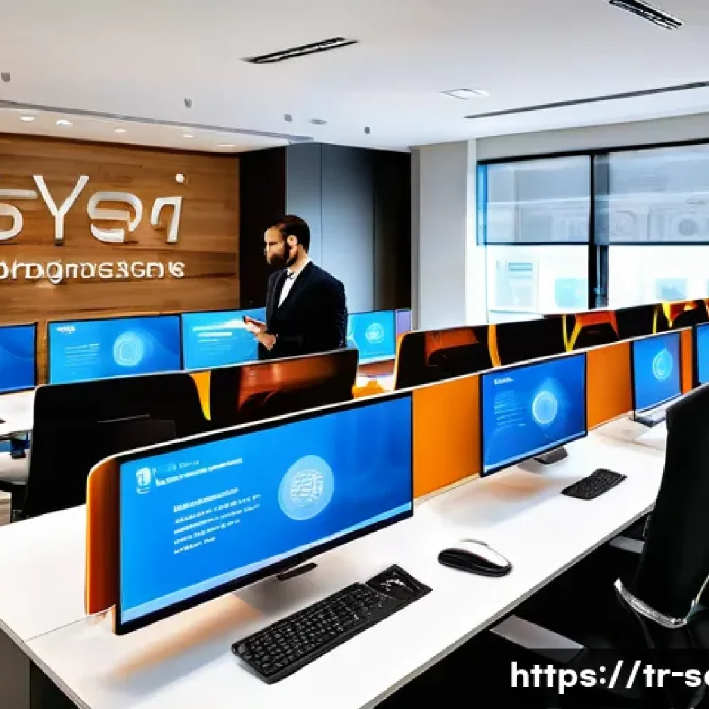 서비스관리사와 서비스 브랜딩 전략 - A modern Turkish customer service center featuring a diverse team of professionals in smart business...